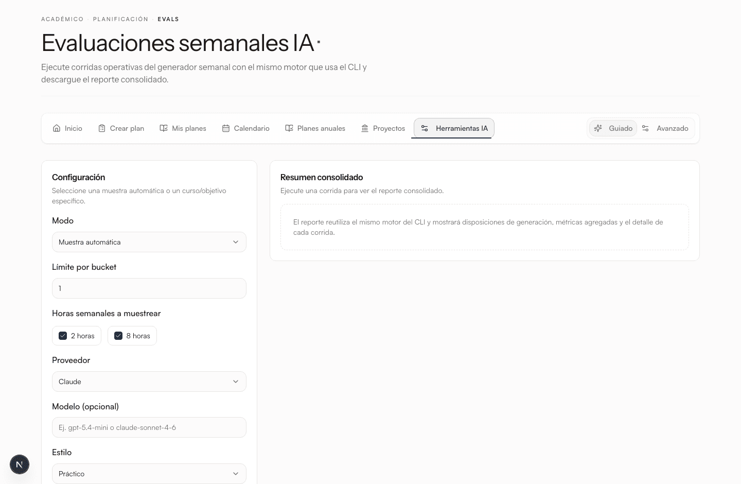 Evaluaciones de IA: la institución puede medir y auditar la calidad de lo que produce el sistema, no solo confiar en ello.